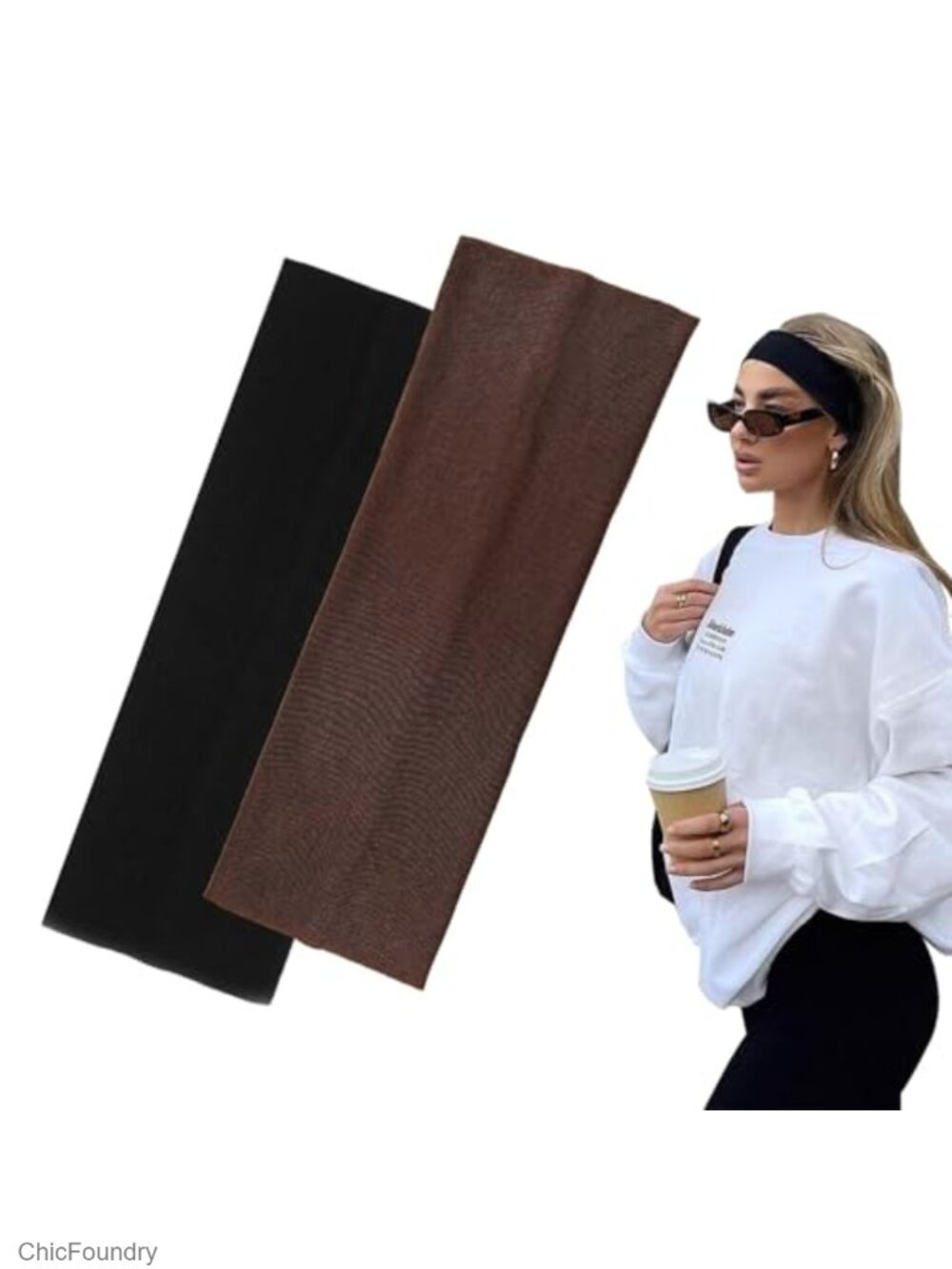 2 Pack Wide Stretchy Headbands for Women Yoga Running Workout